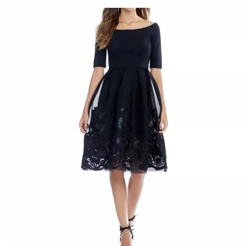 Gianni binni black off the shoulder cocktail dress